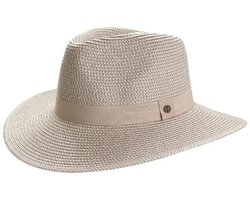 Serenity Fedora – UV Hoed Dames Zomer Kreukbestendig Reisvriendelijk - Maat: S-M: 56 cm - Taupe/White