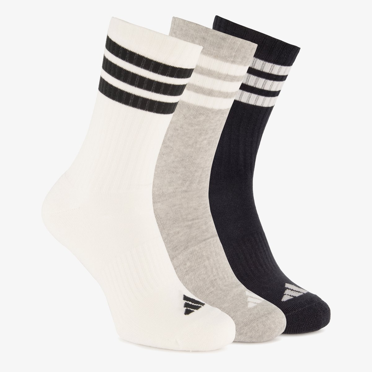 3 paar Adidas 3-Stripes crew sokken Wit