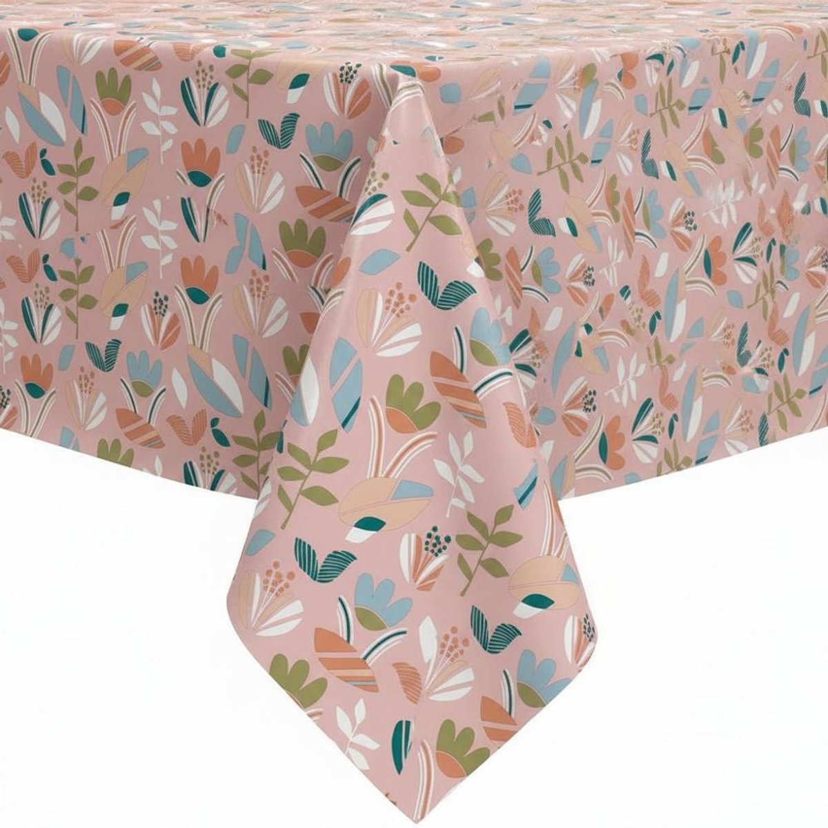Protecttable - Tafelzeil Grafische Bloemen 140x140cm - Tafelkleed Afwasbaar - Kunststof