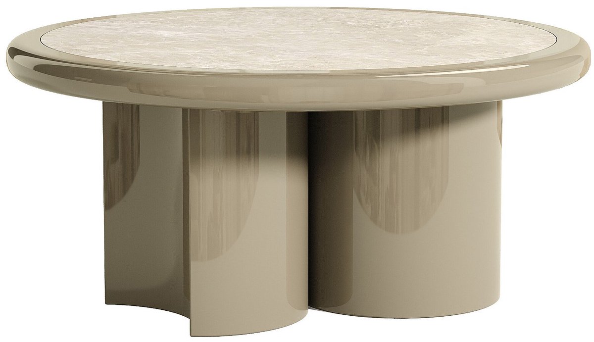 Vente-unique Salontafel van marmer en MDF - Beige en gelakt taupe - DIRAMA Taupe, Beige