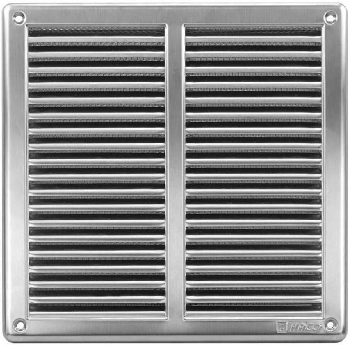 Ventilatierooster 250 x 250 mm | Roestvrij Staal Lamellenrooster met Insectenbescherming