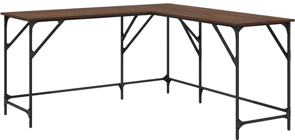 vidaXL Bureau - 149x149x75 - cm - bewerkt - hout - bruin - eikenkleur bruineiken
