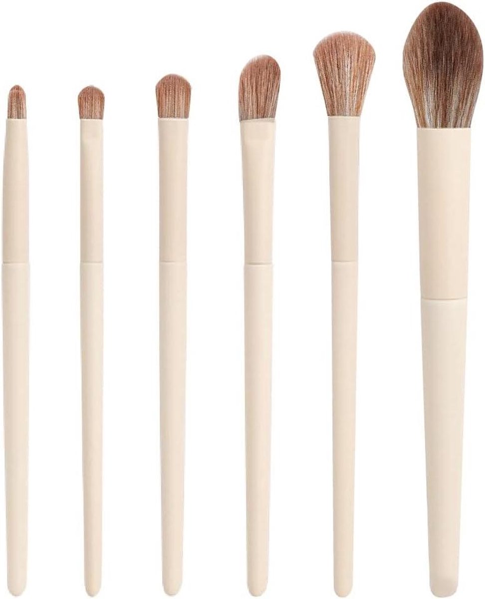 6-delige make-up kwastenset voor gezicht en ogen met poeder- en foundationkwasten