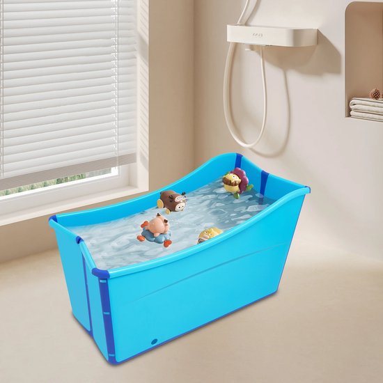 Foldable PP TPE Bathtub Blue Floor Standing Rectangular Bathtub for Adults Thickened Side for Children and Adults Under 5.3ft Height van Merkloos — afbeelding 3