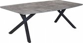 Duverger Salontafel - ovaal blad - 120cm - 3D betonlook grijs - zwart gepoedercoat frame