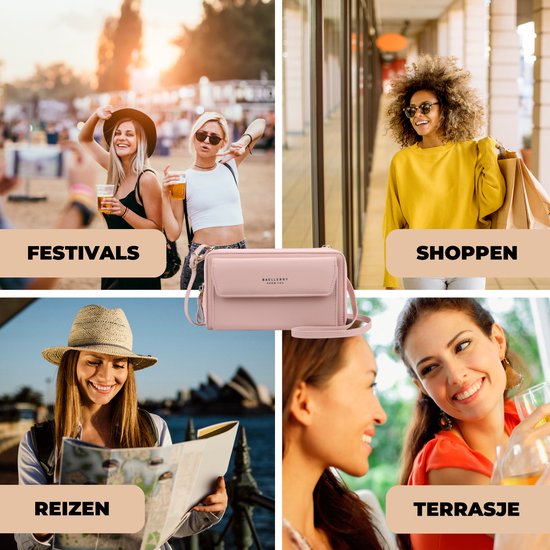 Sac de téléphone universel avec bandoulière pour mains libres – Sac portefeuille robuste avec beaucoup d'espace de rangement – ​​Sacs de téléphone pour femme – Convient pour iPhone, Samsung, Honor, Google Pixel, Lenovo et Xiaomi – Vert