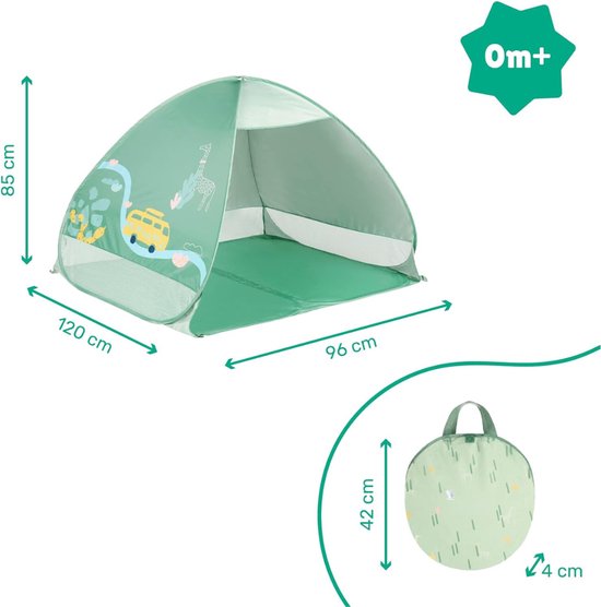Nexvo® Strandtent uv Bescherming - Strandtent Baby Pop Up - Strandtentje Extra Licht - Groen - 125cm x 100cm x 85cm van Merkloos — afbeelding 4