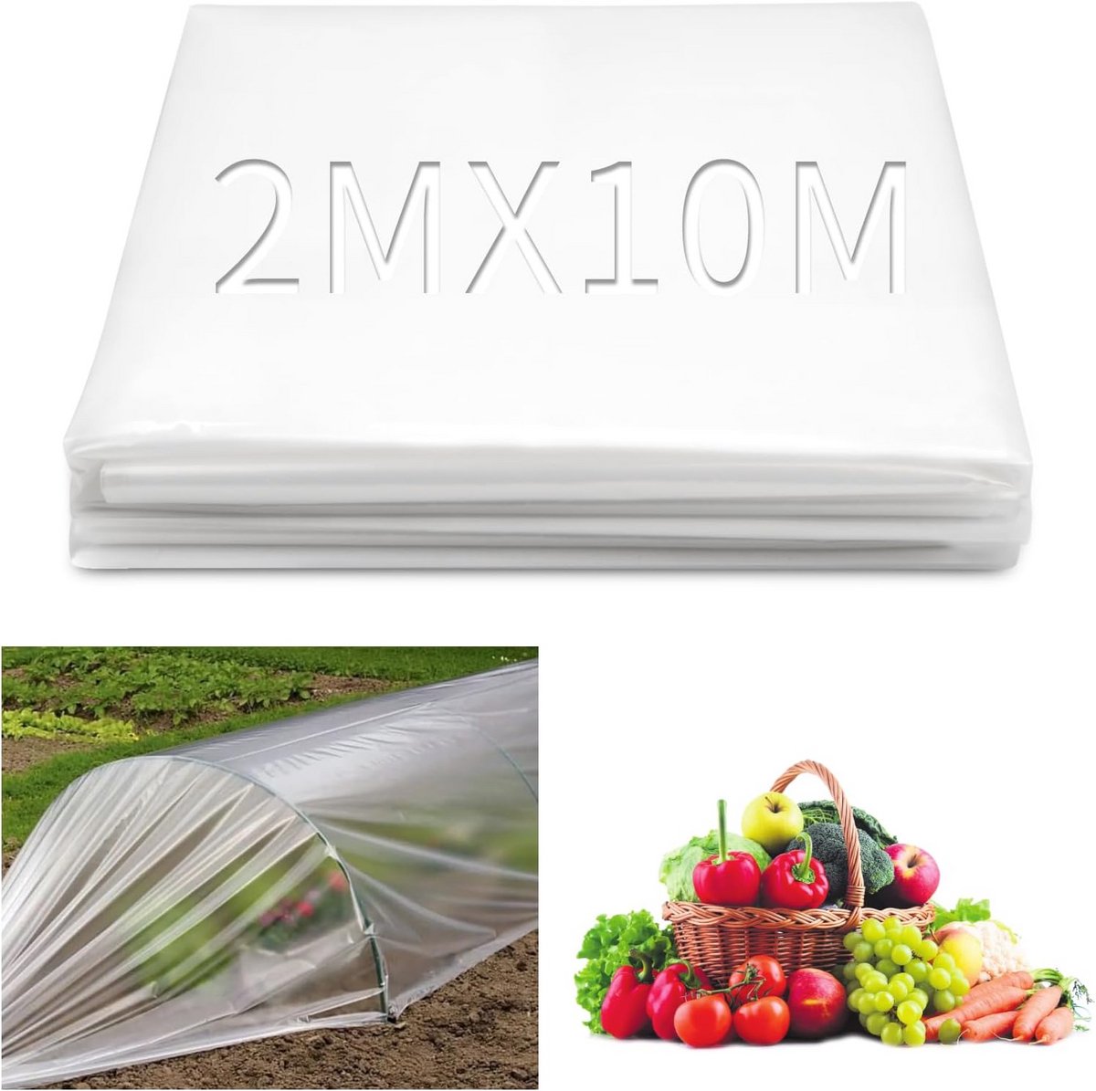 Transparante Kweekfilm 2 x 10 m voor Kassen - Extra Dikke Polyethyleen Film voor Planten en Groenten