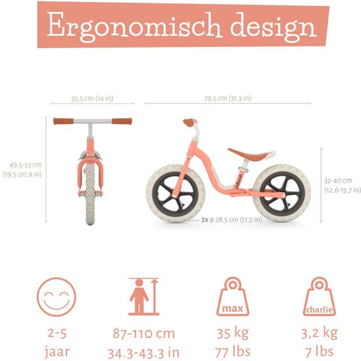 Chillafish Loopfiets 2 jaar - Lichtgewicht met verstelbaar zadel en stuur - Roze - Loopfiets voor meisjes tot 5 jaar met voetsteun, handvat om te dragen en 12" anti lek banden - Model Charlie Lux — afbeelding 4