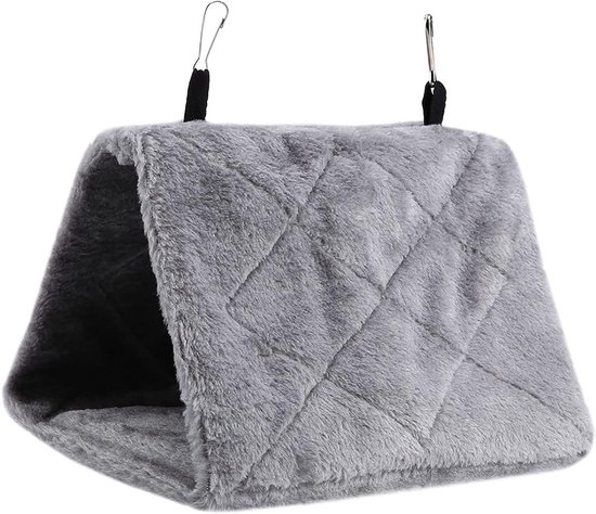 Hangmat voor huisdieren - Zachte pluche hangmat - Vogelhangmat - Grijs - 17*12*13cm - Vogelnest - Vogelbed - Voor Vogel, Kanarie, Papegaai, Knaagdieren - Huisdier Accessoires - Dierbenodigdheden - Knuffelgrot