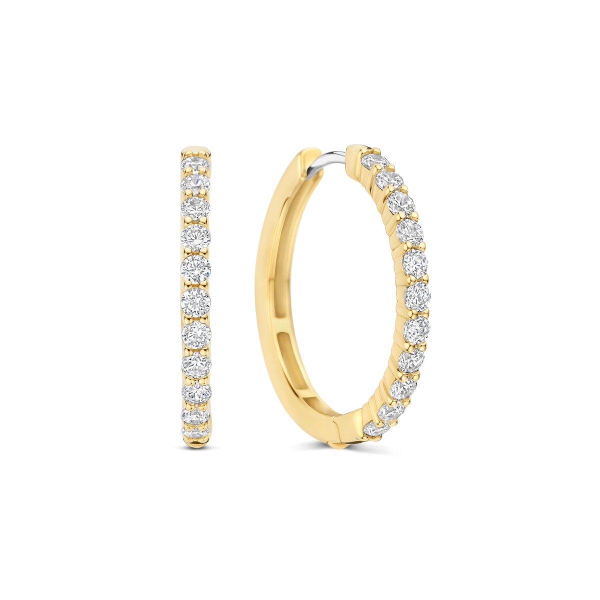 TI SENTO Dames Oorbellen - 925 zilver - Zirkonia met geel verguld - 78077ZY