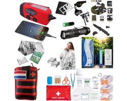 Compleet Noodpakket 72 Uur – Opwindbare Noodradio 2.000mAh – Waterfilter – Nooddeken – Noodfluitje – Basis Survival Kit voor Thuis, Auto & Reizen- Emergency kit