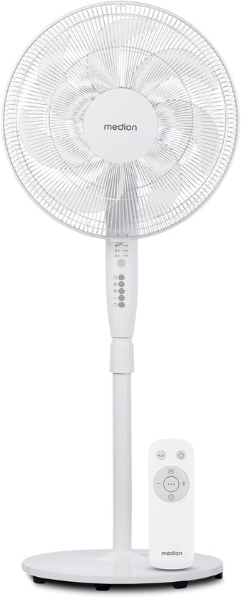 Staande ventilator MEDION P21 SF 50W, stil, 40 cm bladen, 3 snelheden, 3 modi, oscillatie, timer, afstandsbediening