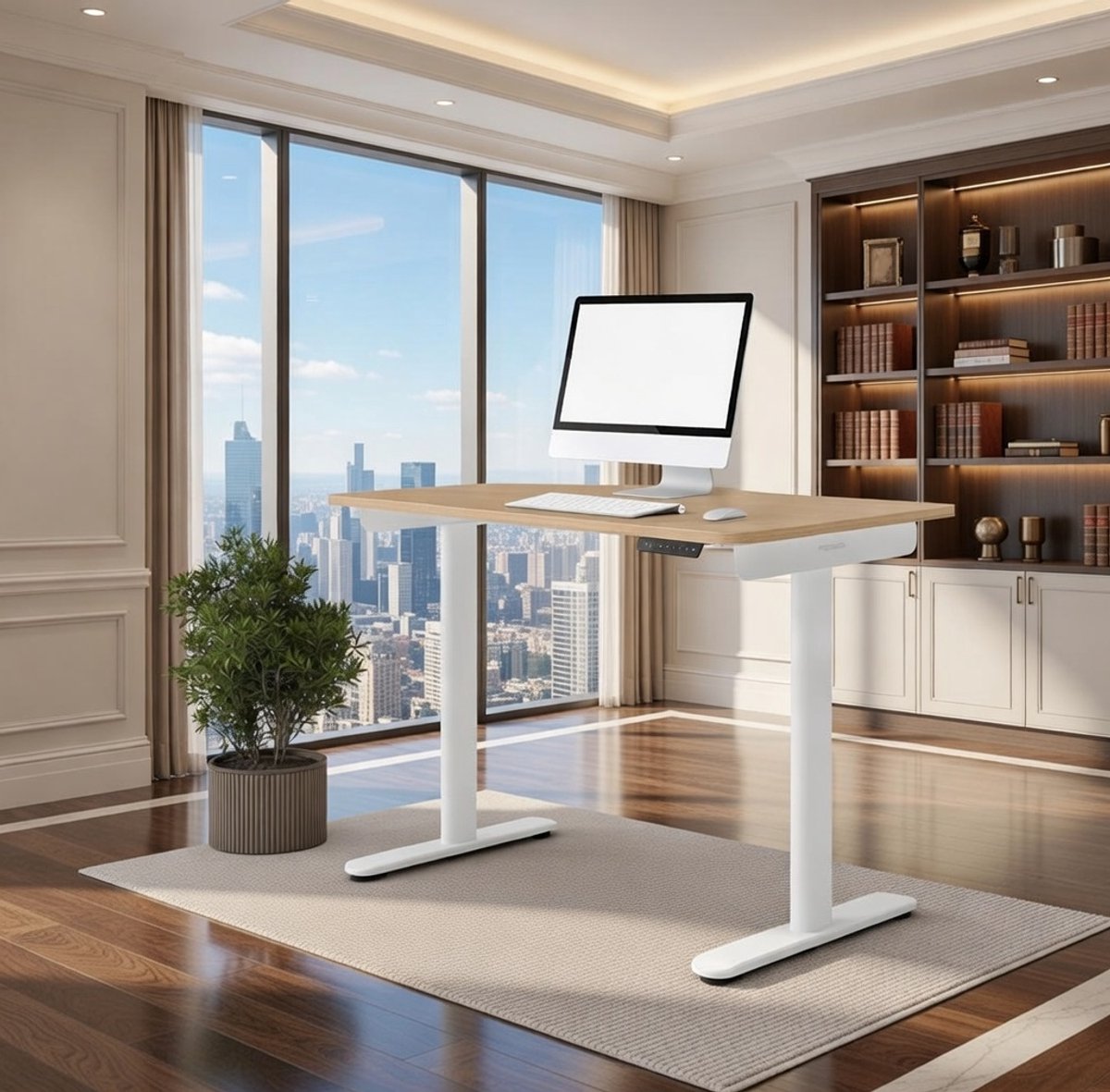 Elevate Pro Elektrisch Verstelbaar Bureau – In Hoogte Verstelbaar, Ergonomisch Computerbureau, Modern Design, 120 x 65 cm, TÜV-gecertificeerd, Zithoogte & Stahoogte Instelbaar, Dubbele Motor, Kabelbeheer, Roestbestendig Novihome