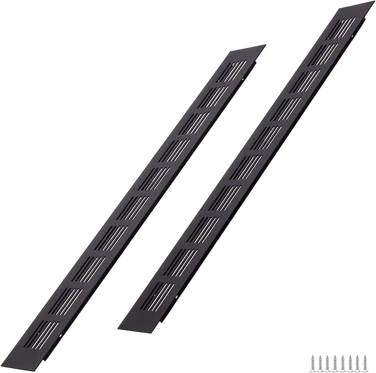 Aluminium Ventilatierooster 2 Stuks 400 x 50 mm Zwart - Ventilatie voor Kasten, Slaapkamers en Deuren