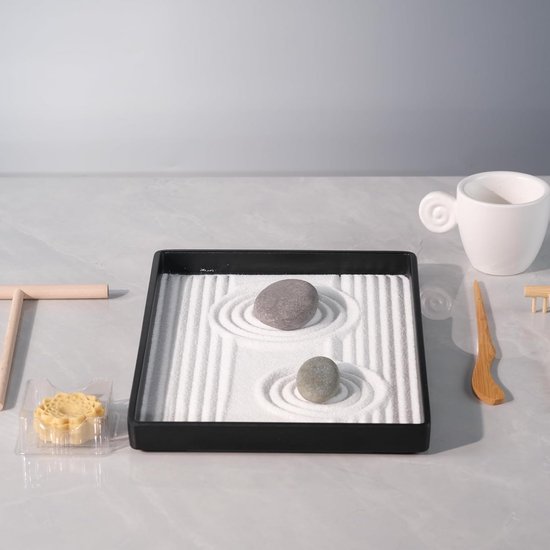 Mini Zen Garden voor Desktop - Incl. Rake, Bamboepen en Rivierstene van MINI — afbeelding 2