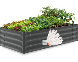 tectake® Verhoogde Plantenbak - 120 x 60 x 30 cm - 200 L - Plantenbakken voor Buiten - Kweekbak - Moestuinbak - Verzinkt Staal - Open Bodem - Kruidentuin - Tuinbak - Ergonomisch