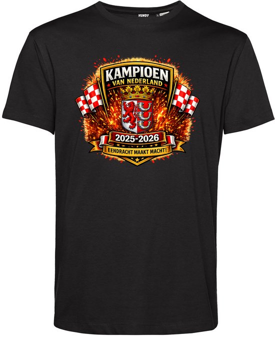 T-shirt Kampioen Vlag | Eindhoven | Shirt Kampioen 2025-2026 | Geen officieel PSV Artikel | zwart | maat S