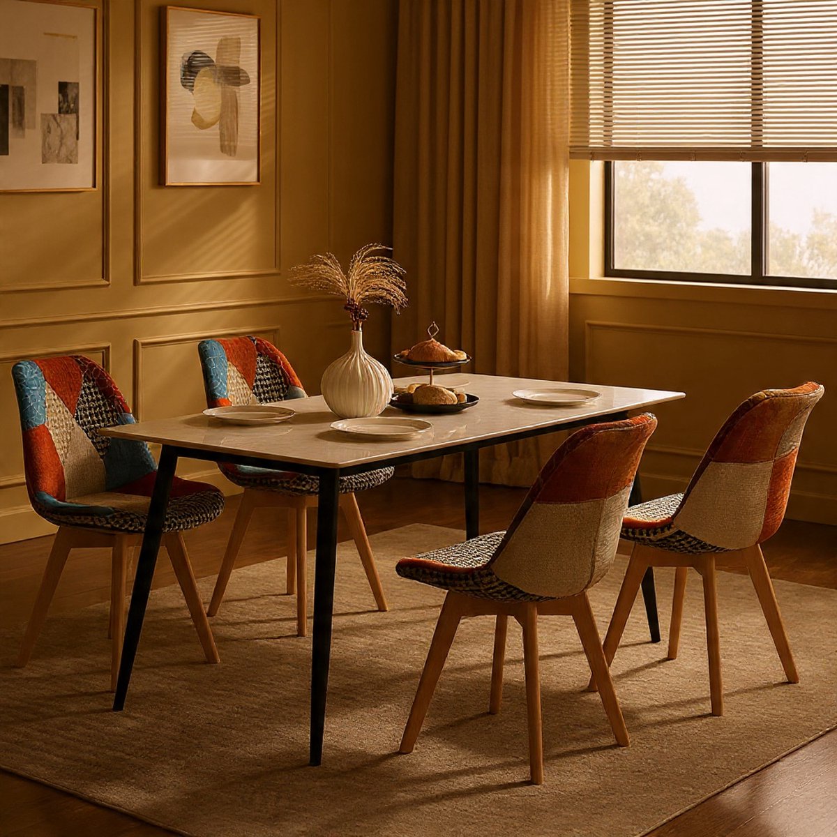 Nordic Patch Eetkamerstoelen Set van 4 – NoviHome
