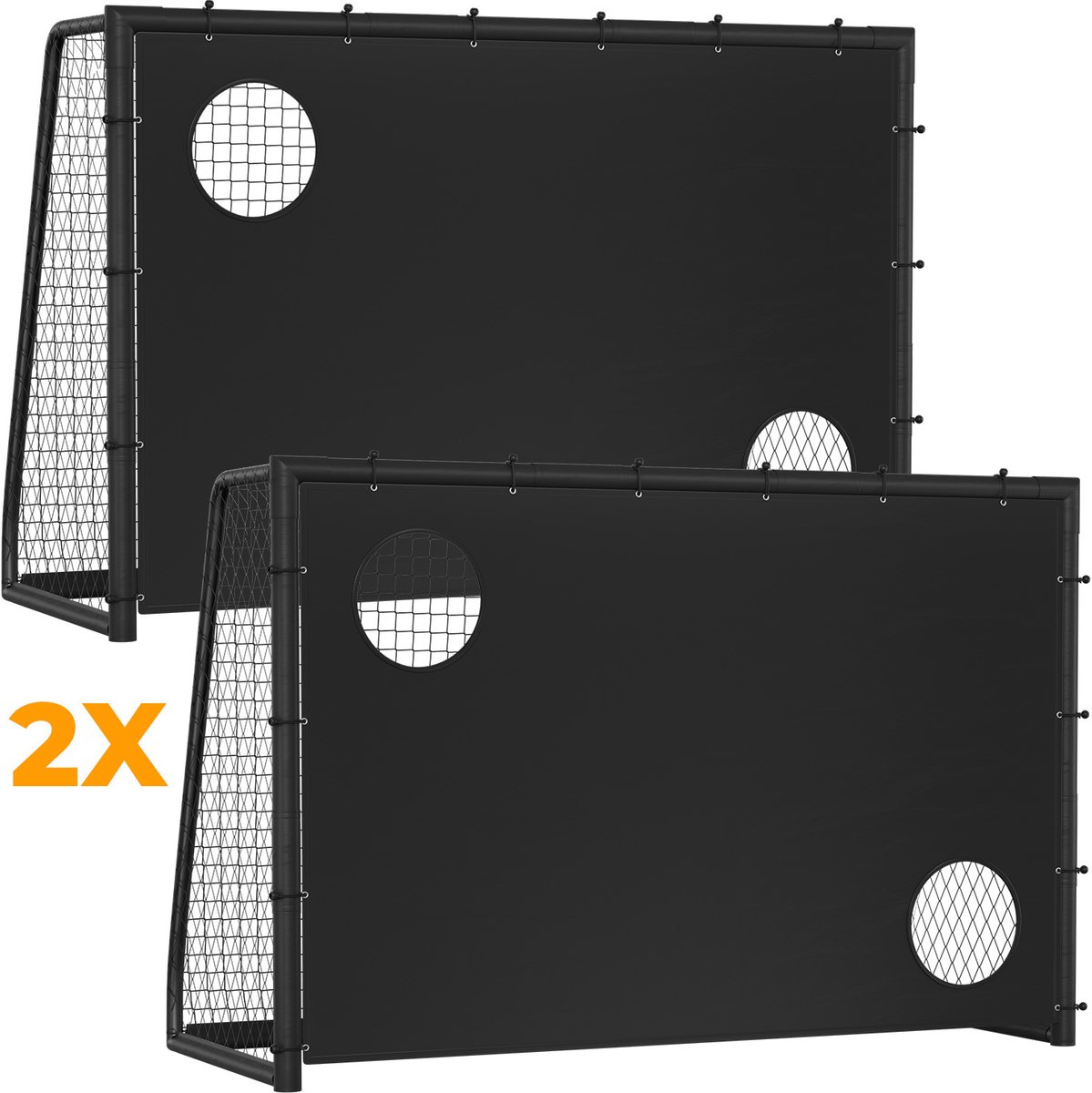2-delige tuinvoetbalgoal 300 x 200 x 120 cm gegalvaniseerd stalen frame met net