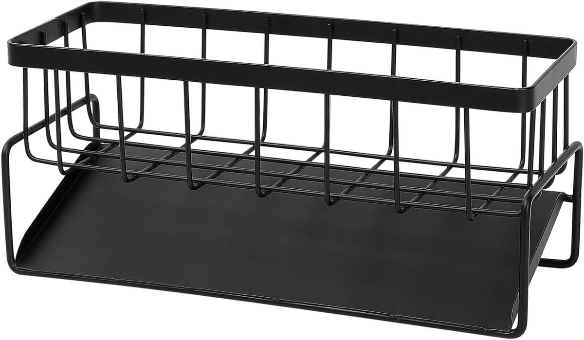 Wastafel Organizer met Afvoerschotel en Zwarte Keukenorganizer