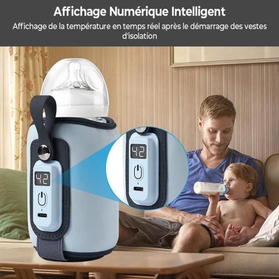 Draagbare babyflesverwarmer - intelligente temperatuurregeling, temperatuurbereik 38-52℃ - blauw — afbeelding 2