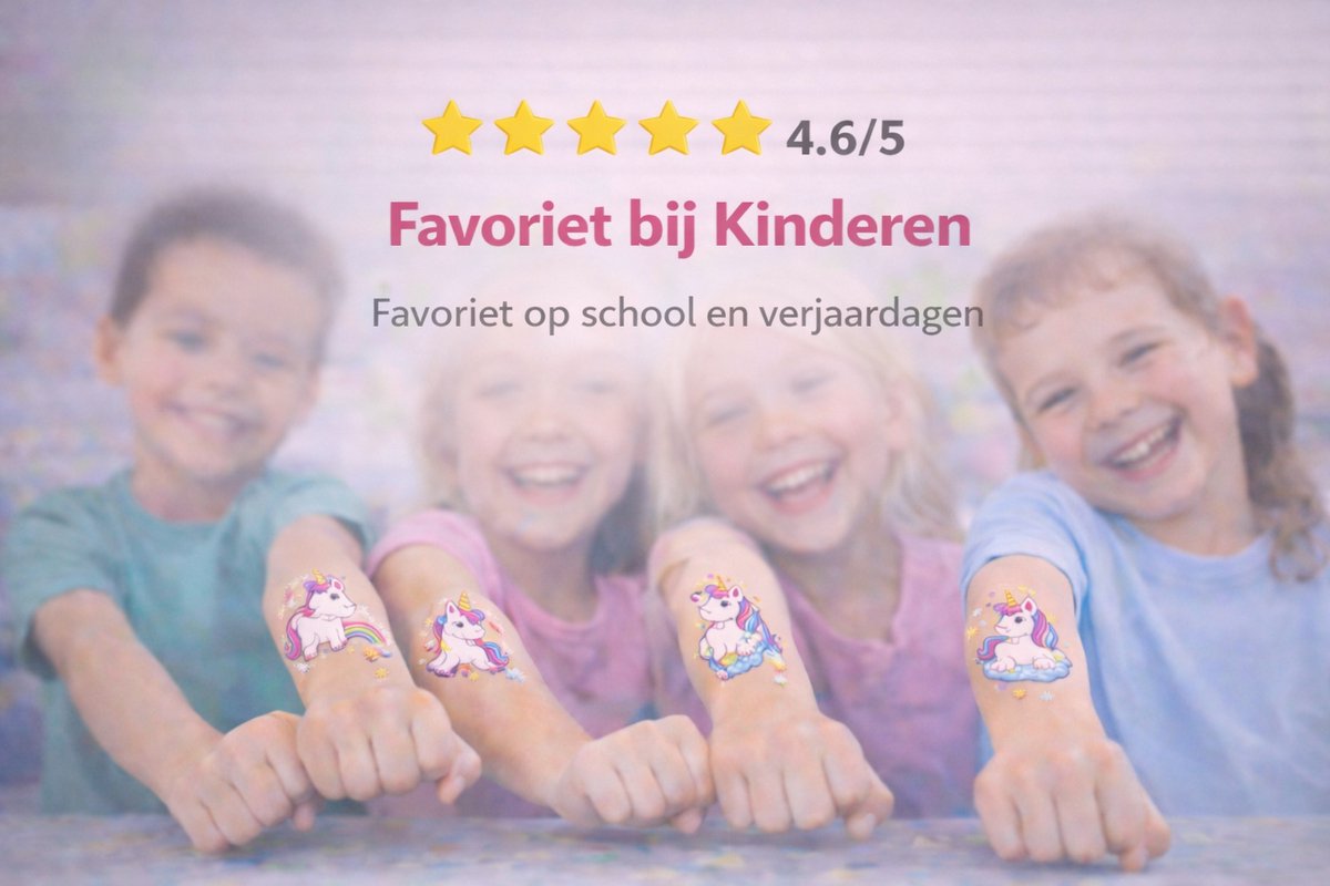 Isa's Friends® - Tattoo's kinderen 96 stuks - Uitdeelcadeau Unicorn - Traktatie - Tijdelijke tattoo - Plak tattoos - Uitdeelcadeautjes voor Kinderen — afbeelding 9