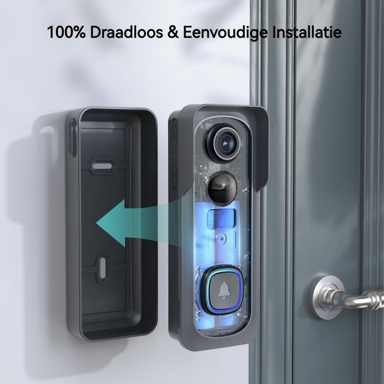 BOIFUN 2K Ultra HD Slimme Draadloze Video Deurbel Met Camera - Video Deurbel Zonder Abonnement - Video Deurbel met Camera - Deurbel Draadloos WiFi - 166° Breed Gezichtsveld - Incl. Gong van Merkloos — afbeelding 5