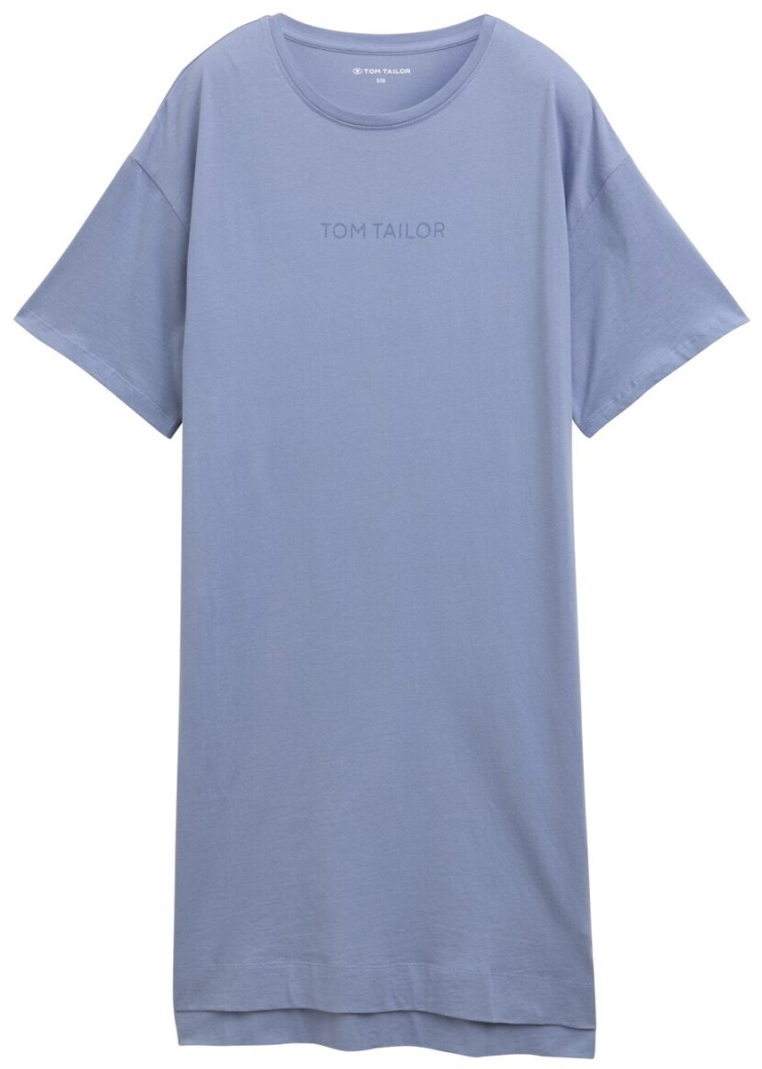 Tom Tailor Nachtjapon met korte mouwen en logo-print - blue-medium-solid