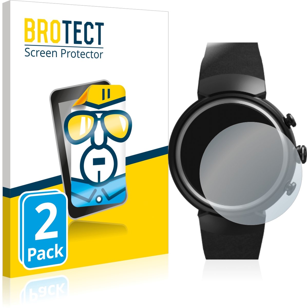 BROTECT - Screenprotector voor ASUS ZenWatch 3 1.39" - Folie Beschermfolie transparant 2 Stuks