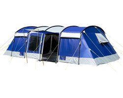 Skandika Montana 8 Tent – Tunneltenten – 8 persoons tent – Campingtent – 200 cm stahoogte – 2-4 Slaapcabines - Muggengaas – Familietent – 4 ingangen – 700 x 310 x 200 cm (L x B x H) - 5000 mm waterkolom – Outdoor, Camping – Kamperen – blauw