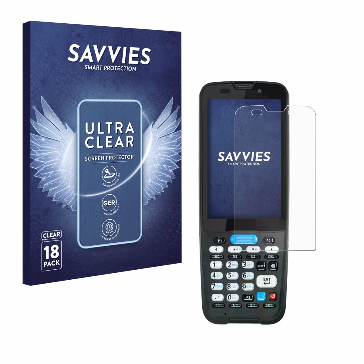 Savvies - Screenprotector voor Unitech HT330 - Folie Beschermfolie transparant 18 Stuks
