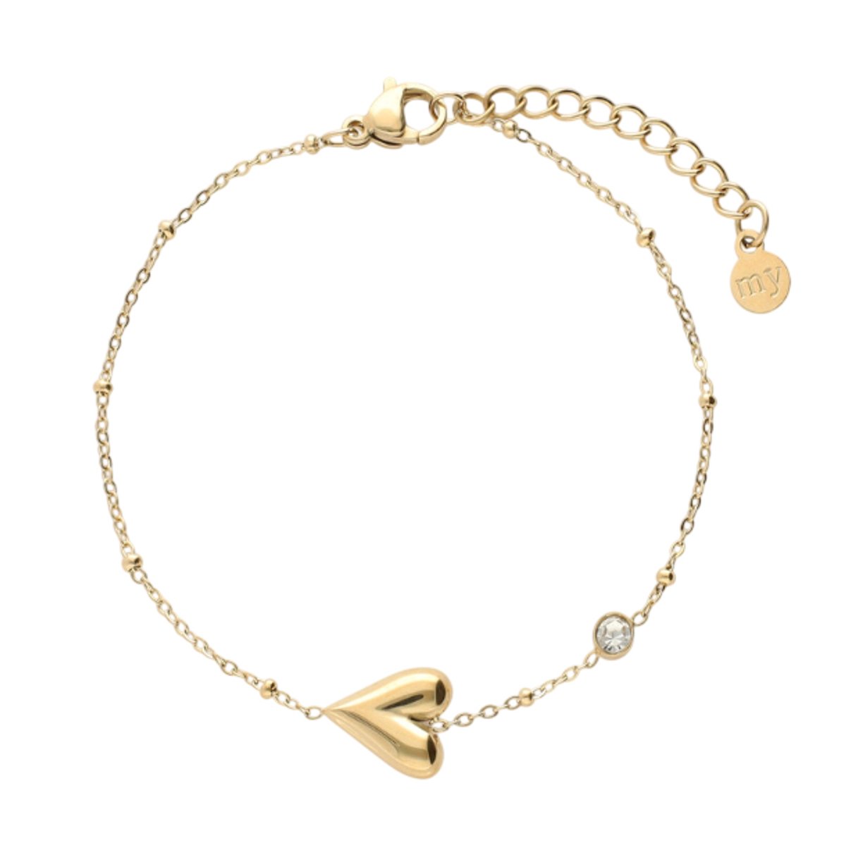 Minimalistische Armband met Hart & Strass - My Jewellery - Armband