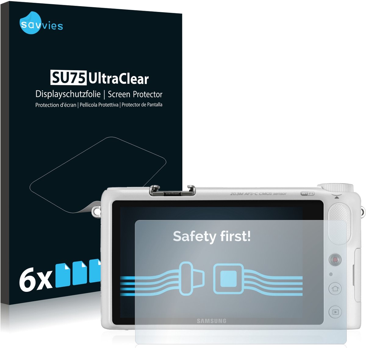 Savvies - Screenprotector voor Samsung NX2000 - Folie Beschermfolie transparant 6 Stuks