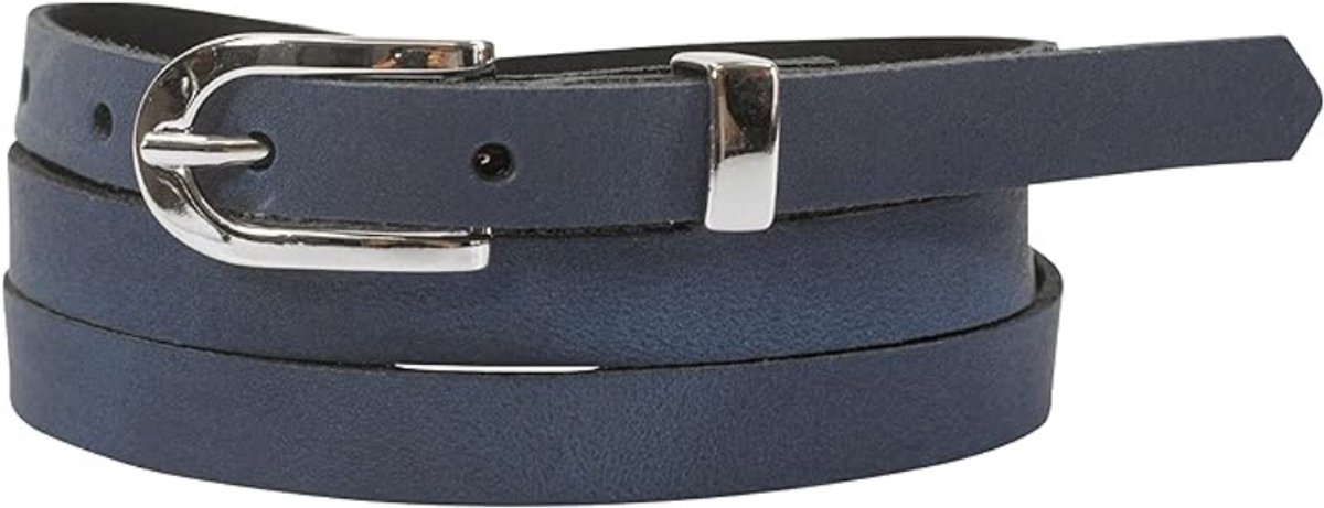 Leren Riem voor Dames - Smalle Lederen Riem met Zilveren Gesp - Stijlvol Cadeau voor Dagelijks Gebruik - 120 cm - 1 Stuk - Kobalt-althea - van Imperatoris