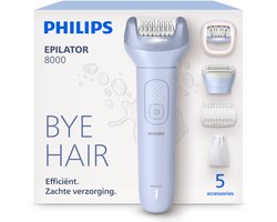 Philips Epilator Series 8000 - Draadloze Nat & Droog Elektrische Epilator en Ladyshave , Ontharing voor Benen en Lichaam, met ProGuide, 5 Accessoires, 60 min. Gebruikstijd, Model BRE709/00