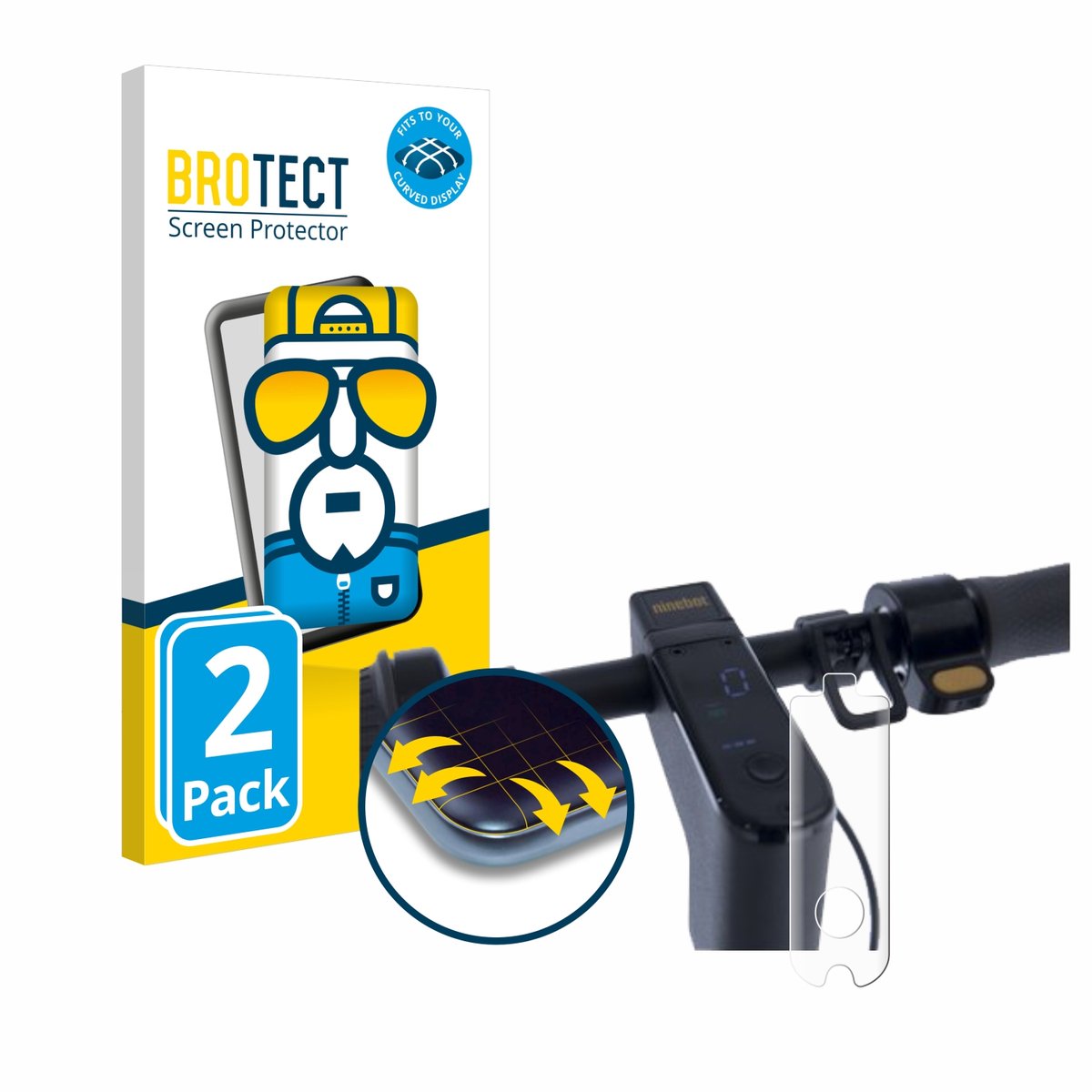BROTECT - Screenprotector voor Segway Ninebot KickScooter MAX G30 - Folie Beschermfolie transparant volledig dekking - 2 Stuks