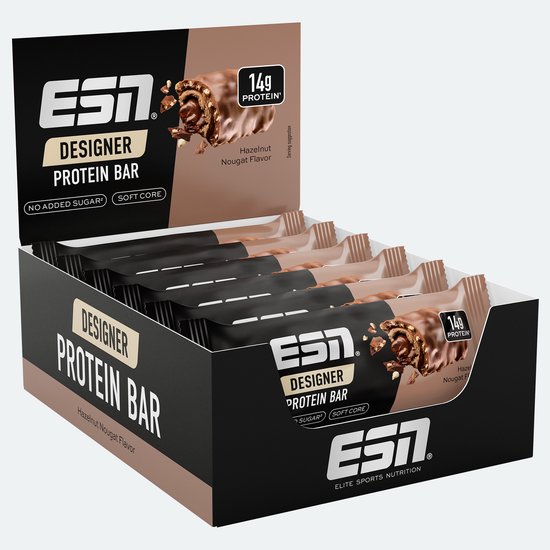 ESN Designer Bar Proteine Repen - Hazelnut Nougat, 12 x 45 g - Ideaal Tussendoortje met 14 g Proteïne van Merkloos — afbeelding 2