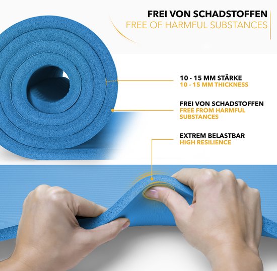 Yoga mat Blauw 1 cm dik pilates, aerobics van Tectake — afbeelding 4