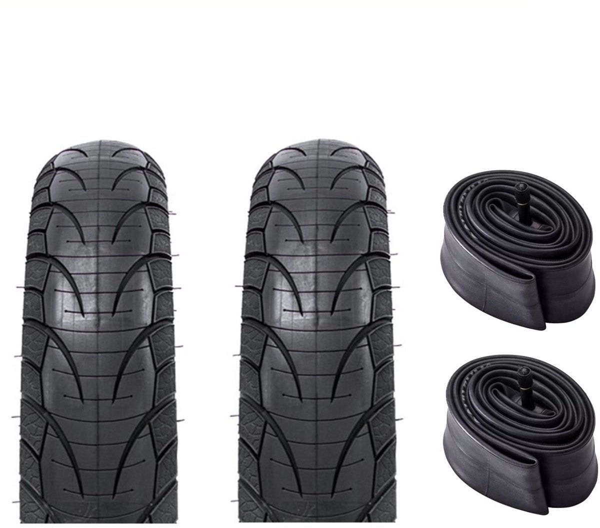 Set 2stuks 20” FatBike SuperMoto Slick Buitenbanden inclusief Binnenbanden 20 x 4.0 inch ERTRO 100-406 20x4.0 Fat bike banden 20inch Straatprofiel - Ouxi – Knaap – Phatfour – Super73 - Zwart
