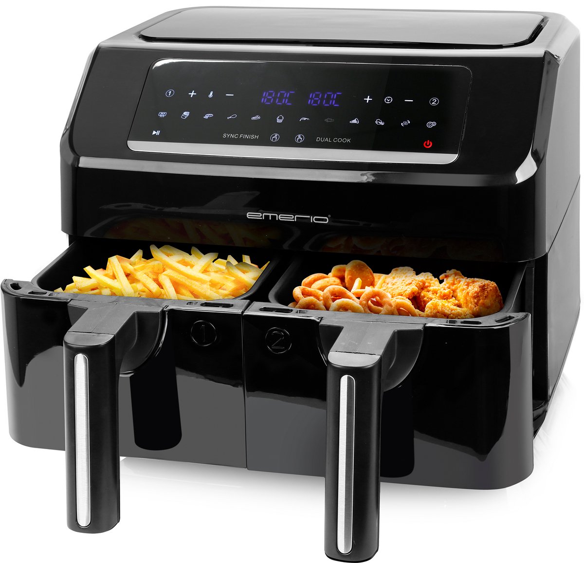 Emerio AF-130376.1 Dubbele Heteluchtfriteuse met 2 Lades - Product - €79,99
