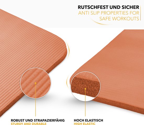 Yoga mat oranje 1 cm dik, fitnessmat, pilates, aerobics van Topas-Onyx — afbeelding 3