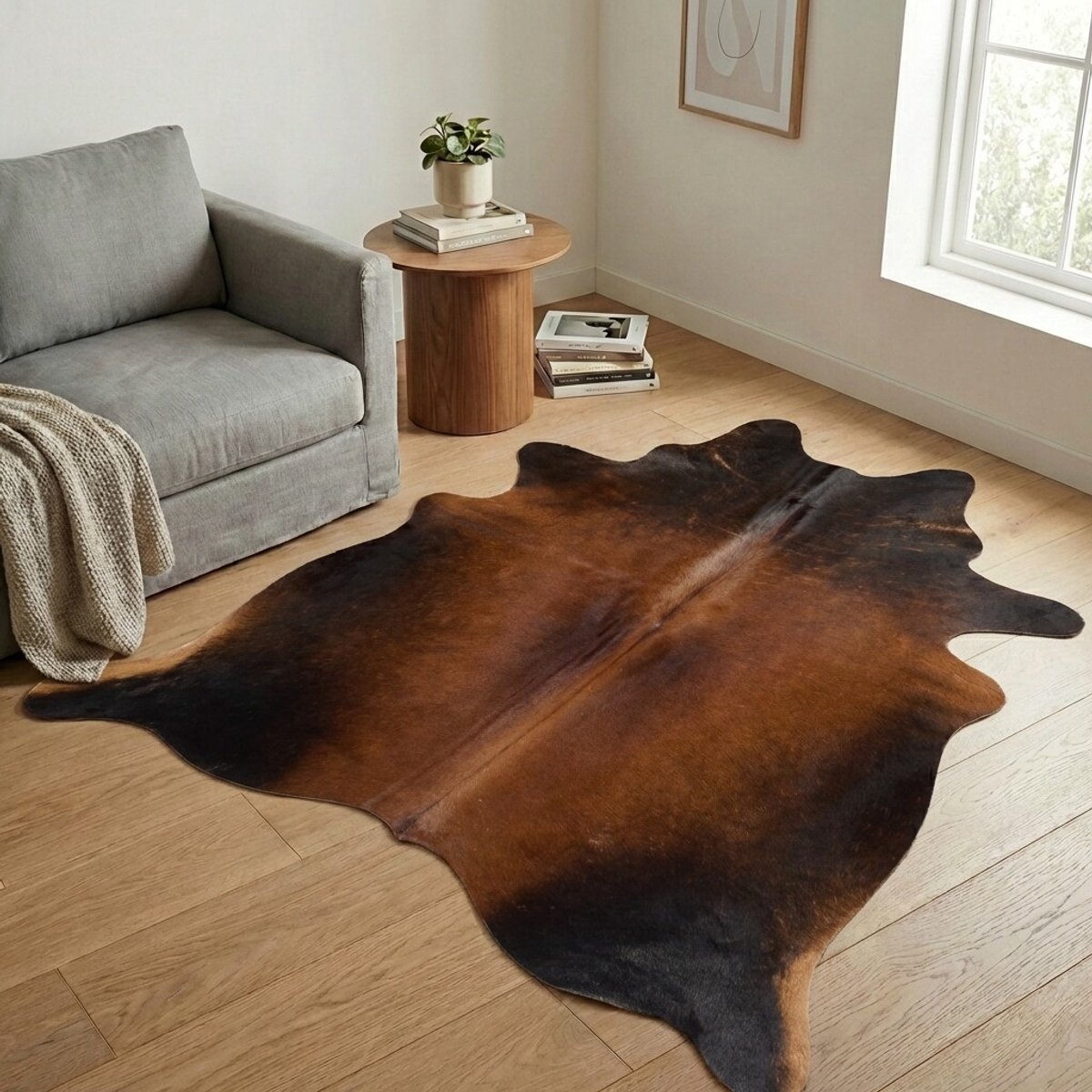 Koeienhuid Vloerkleed - Driekleur - 198 x 185 cm - Koeienkleed / Koeienvel / Dierenvel / Dierenhuid / Koehuid Tapijt