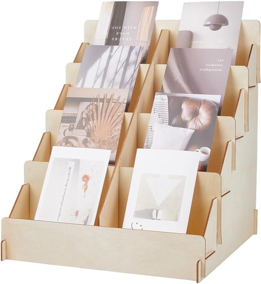 Allecto - Houten Display Stand - Wenskaart Display Rack - Sticker Opslag Rack - Retail Teller - Tafelblad Levert - Geschikt voor Hout - 1 Set.