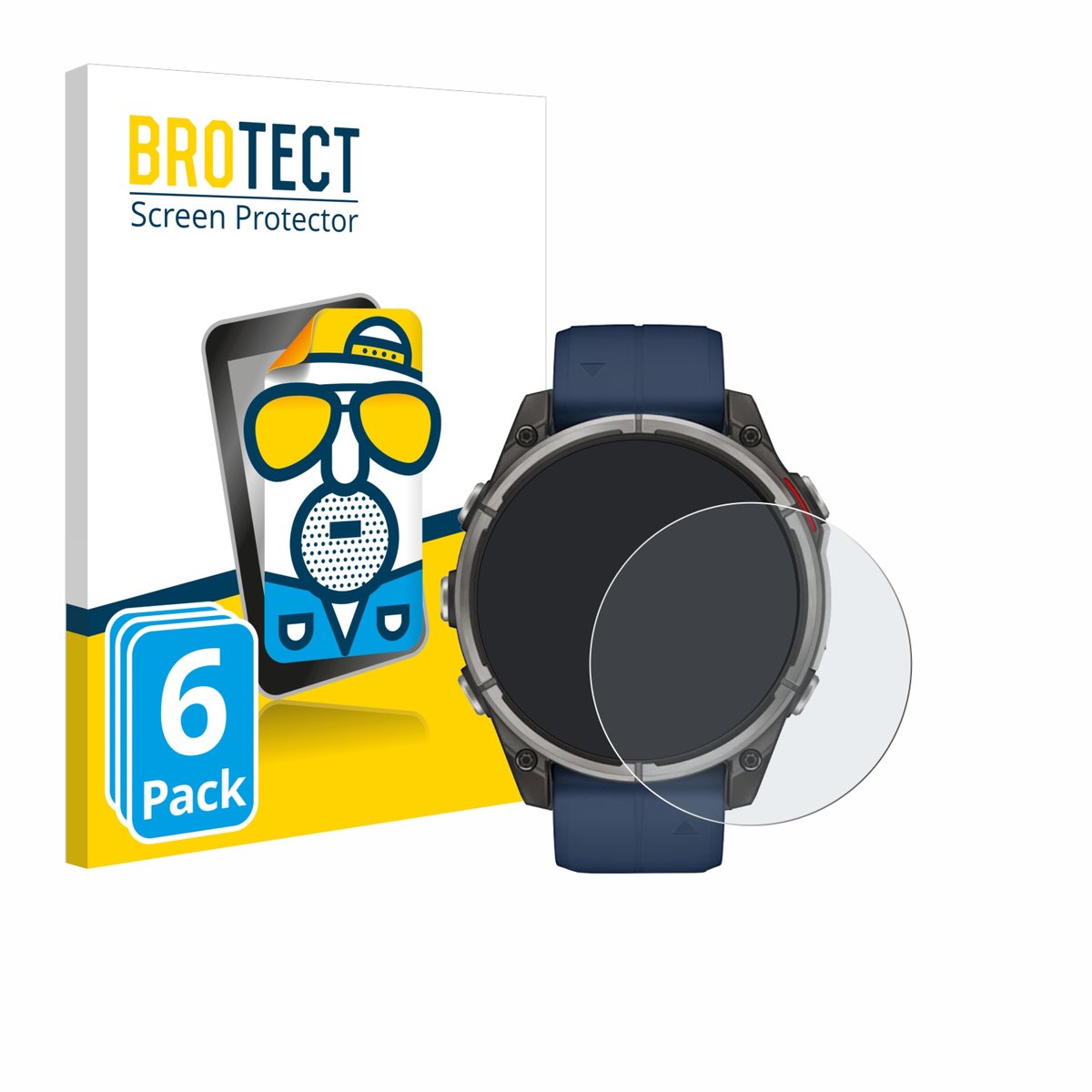 BROTECT - Screenprotector voor Garmin quatix 8 (47 mm) - Folie Beschermfolie matte 6 Stuks