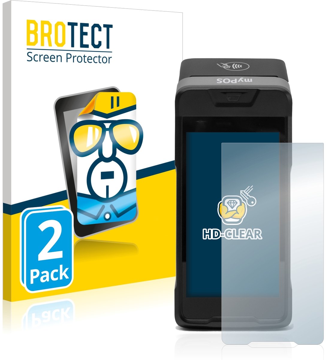 BROTECT - Screenprotector voor myPOS Carbon - Folie Beschermfolie transparant 2 Stuks