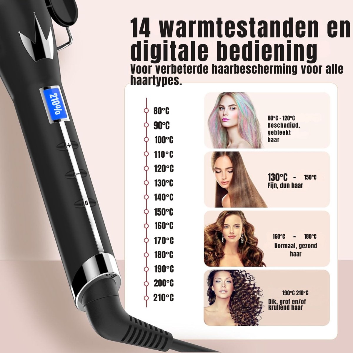 REN Wafeltang Goud/Zwart - Instelbaar van 80°C tot 210°C - afbeelding 3