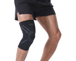 Trebin Kniebrace - Compressie Knee Sleeve met Anti-Slip Rand - Geschikt bij Artrose en Knieklachten - Links en Rechts - Dames en Heren - Maat L - Zwart/Grijs