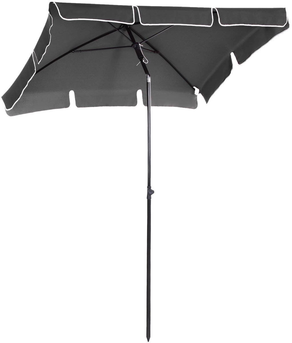 Merax Rechthoekige Sonnenscherm Parasol 198x130 cm - Knickbaar & Verstelbaar - Aluminium Parasolstok Ø38 mm - Balkonscherm/Strandscherm/Gartenscherm - Grijs