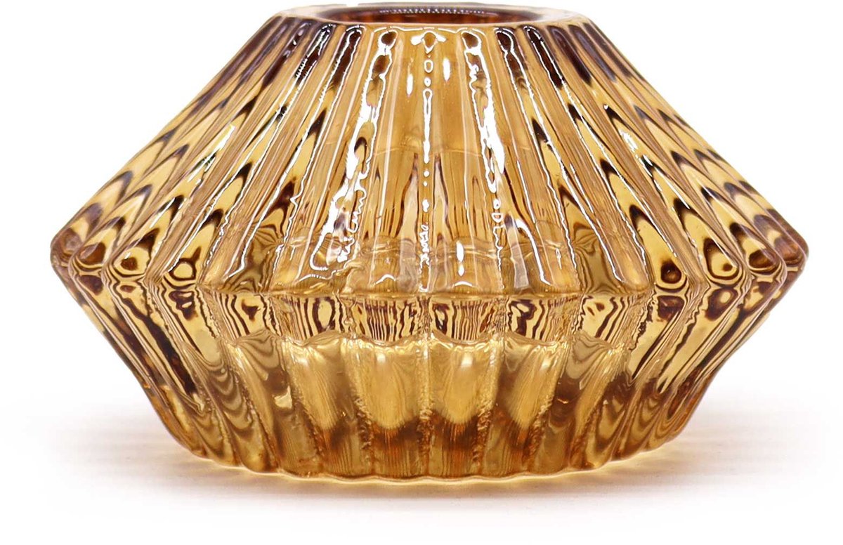 Flower Flip Dinner Candle / Theelichthouders - Antiek Amber